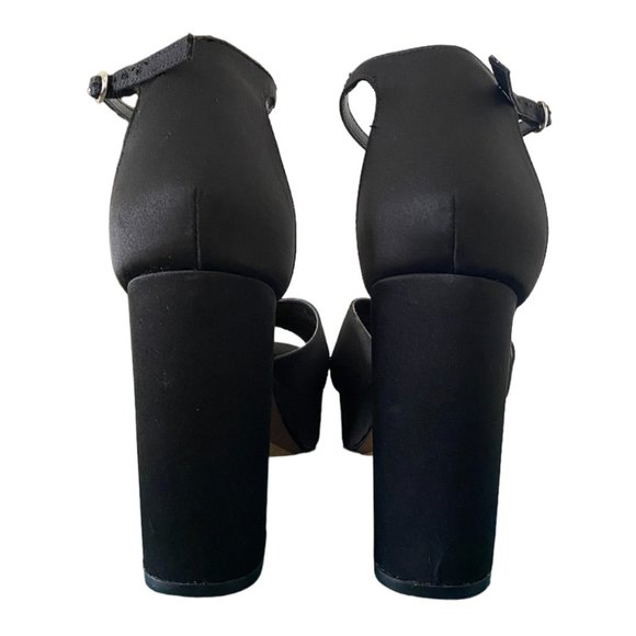 Who What Wear | Sydney Satin Black Platform Open Toe High Heel | Size 9 - Picture 4 of 9